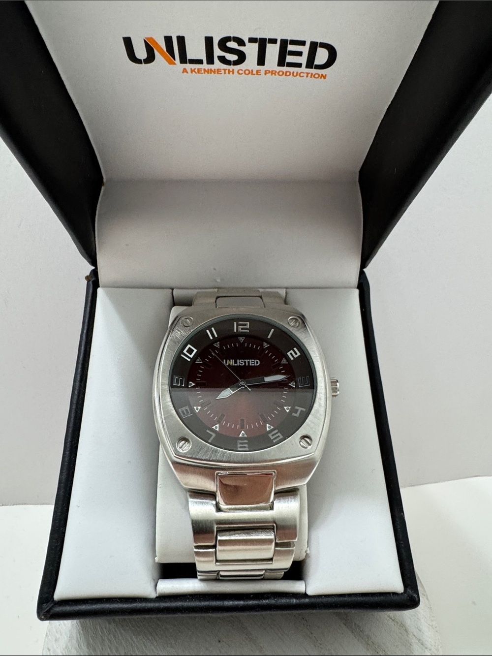 Unlisted Silver Stainless Steel Watch with Black Dial